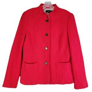 Talbots Blazer Women’s Size 10 Coat Button Red Long Sleeve Pockets Boiled Wool
